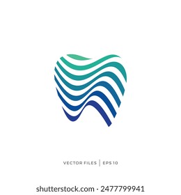 diseño de logotipo simple combinación de dientes y ondas