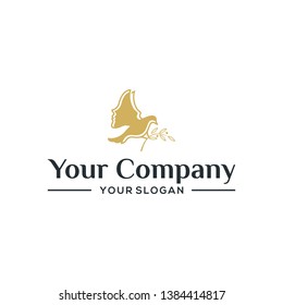 Simple logo design combine dove and a face