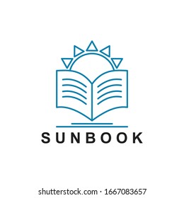 simple logo design with a combined concept of sun and book illustrations