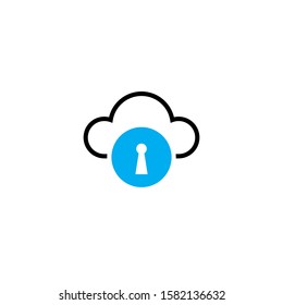 simple Logo Design Concept with Cloud and Keyhole icon