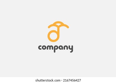 simple logo design consisting of letter d in minimalist line umbrella shape