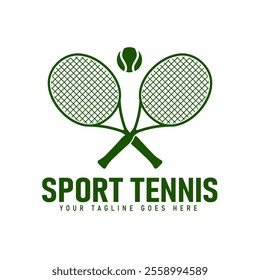 Simple Logo Design of Crossed Rackets and Tennis Balls, Sports Tournament Vector Illustration