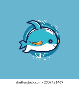 Simple logo design of cute Whale water element