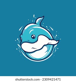 Simple logo design of cute Whale water element