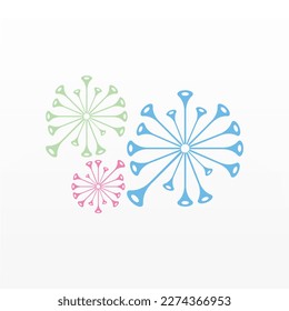 Simple logo design of dandelion flower. Dandelion flower logo template. Flying flower logo