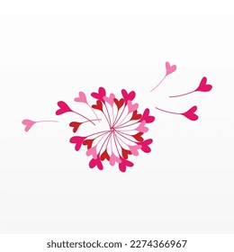 Simple logo design of dandelion flower. Dandelion flower logo template. Flying flower logo