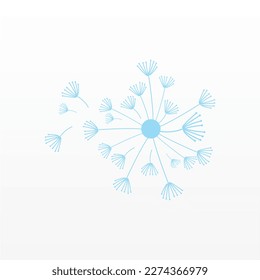 Sencillo diseño de logotipo de flor de diente de león. Plantilla del logotipo de la flor de Dandelion. Logo de flor voladora