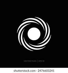 simple logo design, dynamic rotating moving circle with a dot in the middle