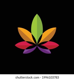 Simple Logo Design Flower Cannabis with colorful colors. Abstracts, emblems, designs, concepts, logos, logotypes, elements.