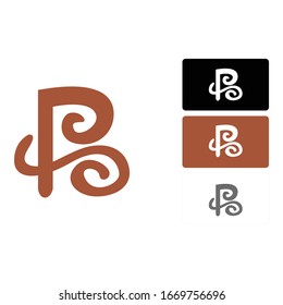 Simple Logo Design of a Font B in Brown