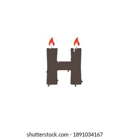 Simple logo design Font and candle,  Minimal Line Letter Initial H Logo Design Template. Vector Logo Illustration. Unique modern elegant luxurious artistic. eps 10 editable inspirations