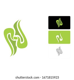 Simple Logo Design of a Font M in Green