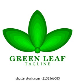 Einfaches Logo-Design in Form von grünen Blättern. Ideal für Markenlogos von Gesundheits- und Schönheitsbehandlungen