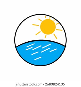 simple logo design in the form of a sea view with the sun