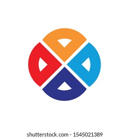 Simple logo design is formed from 4 shape with 4 soft and harmonious colors. - Vector
