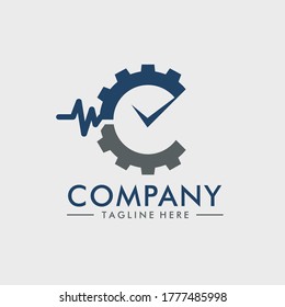 simple logo design with gear and watch 