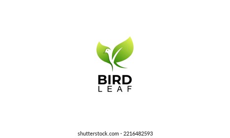 Un diseño de logotipo simple plantilla de vector hoja de pájaro verde
