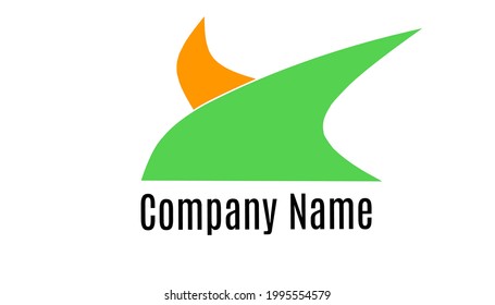 Simple logo design, with a green and orange two-way pattern