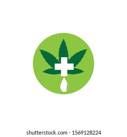 simple logo design of hemp with medicine and extract symbol