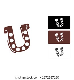 Simple Logo Design of a Horseshoe in Brown