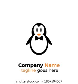 simple logo design icon vector illustration line bow tie penguin