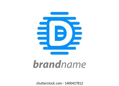 Simple Logo design Initial D in Straight circle line.