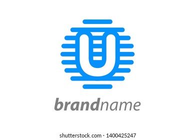Simple Logo design Initial U in Straight circle line.
