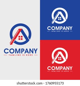 simple logo design letter a with a circle plus a key and resembles a house
