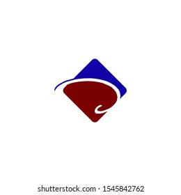 Simple logo design letter D with color blue and red.