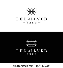 Simple logo design of letter S and gemstone with white and black background - EPS10 - Vector.