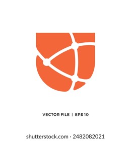 Simple logo design of letter U and connection points