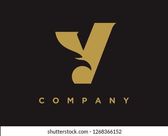 simple logo design letter v eagle