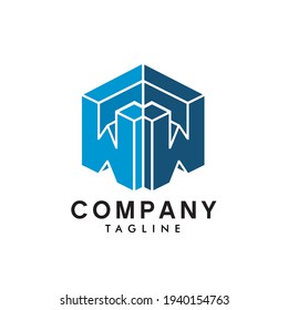 simple logo design a letter w in block style