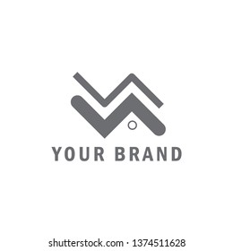 simple logo design with a line of jigjag shapes in the form of a combination of the letters 'v' and 'A', the front looks like the shape of the front of a house. gray color.