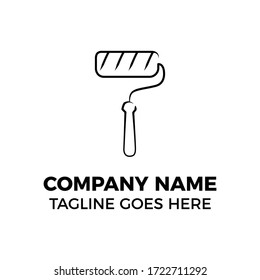 simple logo design line paint roller