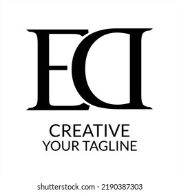 Simple Logo Design Linked ED Letter in black, brand logo, company logo, business logo. monogram