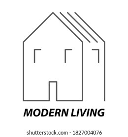 Simple logo design of modern house or with door and windows in line-art style for Housing or Real Estate Company.