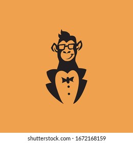 simple logo design monkey wearing a suit