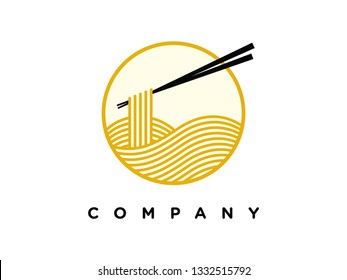 simple logo design noodle in circle.