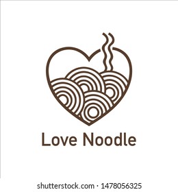 Simple Logo Design Noodle in Love Shape. Love Noodle Logo.