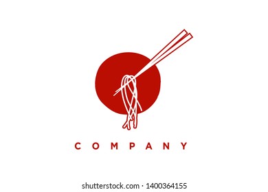 Simple logo design noodle in single color (maroon). Good for company related restaurant and beverages.