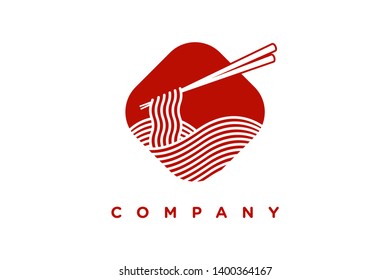 Simple Logo Design Noodle In Single Color (maroon). Good For Company Related Restaurant And Beverages.