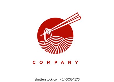 Simple logo design noodle in single color (maroon). Good for company related restaurant and beverages.