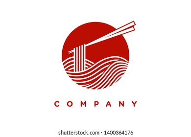 Simple Logo Design Noodle In Single Color (maroon). Good For Company Related Restaurant And Beverages.