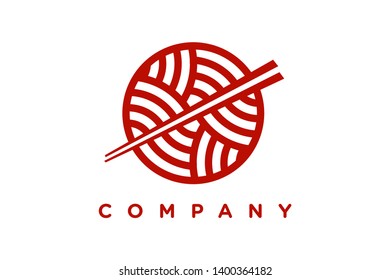 Simple logo design noodle in single color (maroon). Good for company related restaurant and beverages.