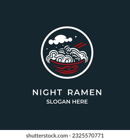 Simple logo design noodle vector, night ramen logo