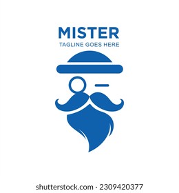 Simple logo design with old man's face character design concept