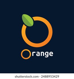 Einfaches Logo-Design für Orangenfrüchte, die Vitamin C enthalten. Wie üblich sind Orangen gleichbedeutend mit der Farbe Orange