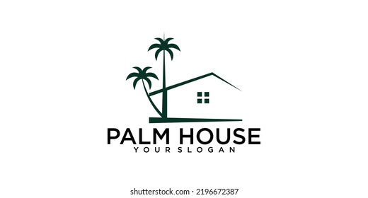 Simple logo design palm house with unique concept premium vector