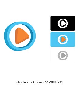 Diseño de un logotipo sencillo para reproducir vídeo en azul y naranja